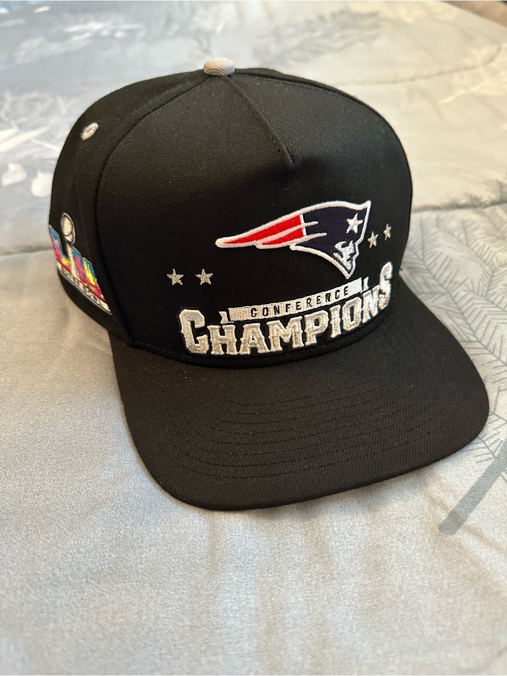 NWTS New England Patriots Conference Champions Black Snapback Hat